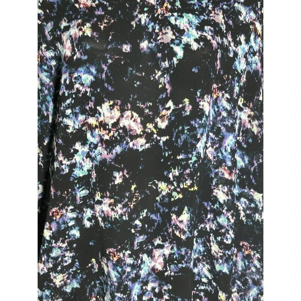 Carmen Marc Valvo Top Dolman Sleeves Sheer Multicolored Print Sz L - Picture 2 of 9